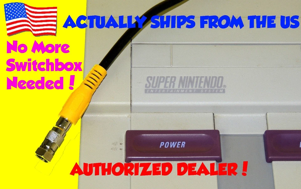 RCA Video Cable and or RF TV Connector Adapter for SNES Super Nintendo  - Image 1 of 1