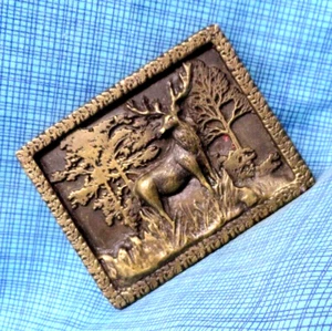 Buck Deer Belt Buckle Majestic Stag Sportsman Hunter Cowboy Vtg 70s Adezy.QRT707 - Picture 1 of 11