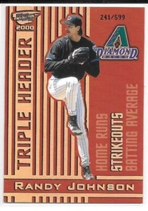 RANDY JOHNSON GOLD SERIAL /599 2000 PACIFIC REVOLUTION TRIPLE HEADER 21 DBACKS - Picture 1 of 1