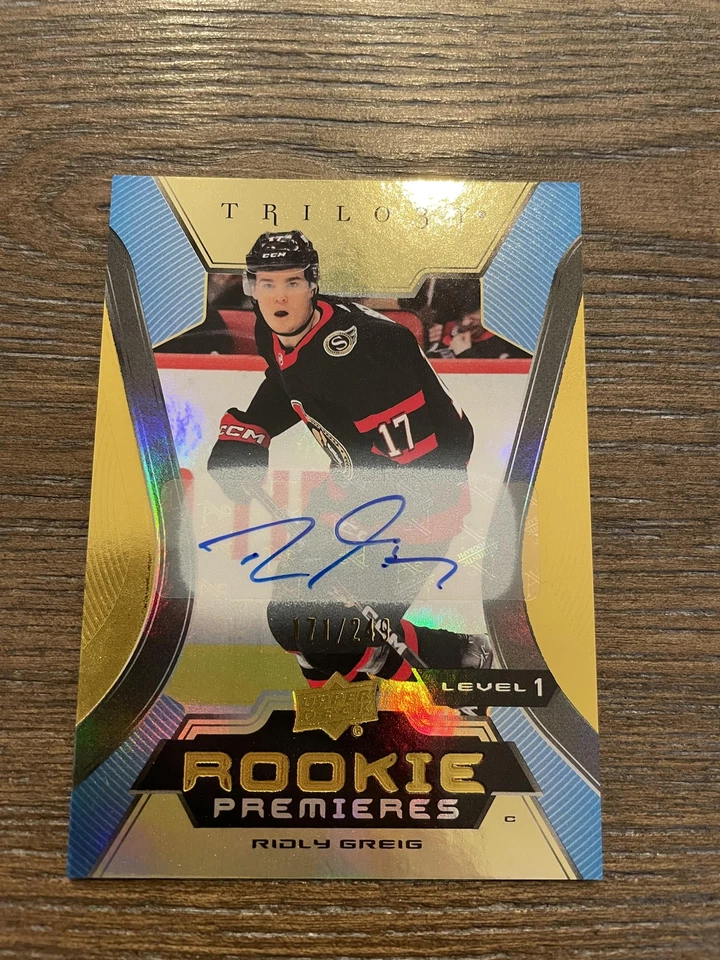 2023-24 Upper Deck Trilogy #139 Ridly Greig Autographs Gold #/249 - Image 1 of 2