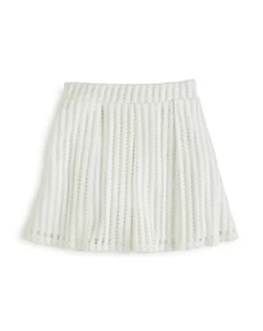 Aqua Girls' Mesh Rear-Zip Skirt, White, Large L - Picture 1 of 1