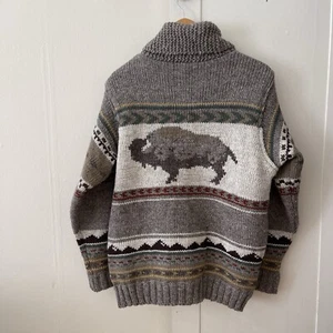 Lost Horizons Mens Full Zip Wool Cardigan Sweater Jacket Lined SZ M Yellowstone - Picture 1 of 14