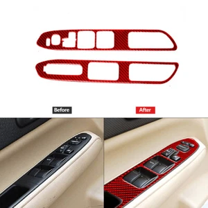 Red Carbon Fiber Front Window Switch Panel Cover For Subaru Forester 2005-2008 - Picture 1 of 12
