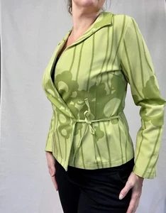 MARIMEKKO Vintage Wrap Jacket, Green Blazer, Size S Printed Denim Jacket - Picture 1 of 8