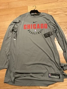 Nike NBA Chicago Bulls Player Issue Practice LS Shooter Top XLT BNWT 877497 Grey - Picture 1 of 7