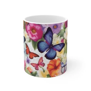 Floral Butterfly Ceramic Coffee Mug  - Picture 1 of 5