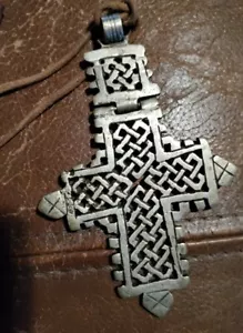 African Silver Christian Coptic Hinged Cross Pendent from Ethiopia 3.75" - Picture 1 of 4