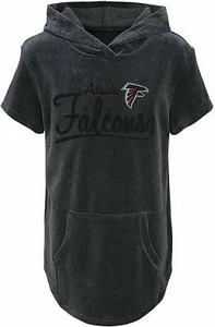 Outerstuff NFL Youth Girls Atlanta Falcons Short Sleeve Velvet Hooded Top - Picture 1 of 6