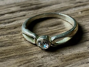 Vintage Sterling Silver Simulated Diamante Ring Size Q - Picture 1 of 8