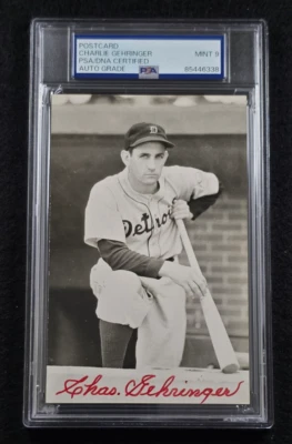 CHARLES GEHRINGER Signed Real Photo Postcard-HOF-DETROIT-TIGERS-PSA 9 Auto - Image 1 of 4