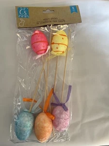 Easter Egg Glittered Foam Picks 9” - Floral Decoration - Set Of  5 Picks - Picture 1 of 2