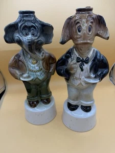1960 Jim Beam Elefante Burro Decantador Set Completo Sombrero Bandera Republicano Demócrata - Imagen 1 de 12
