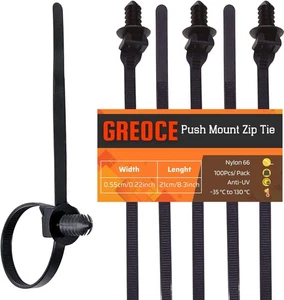 100 Stck. 8,3 Zoll Tannenbaum Push Mount Reißverschluss Krawatten Schwerlast Nylon Kabel 8,3 Zoll, schwarz  - Bild 1 von 6