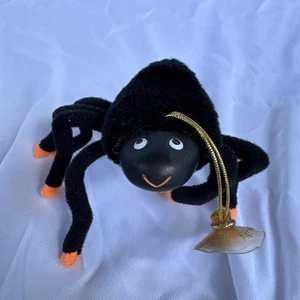 Vintage Russ Plüsch Spinne Halloween schwarz und orange - Bild 1 von 6