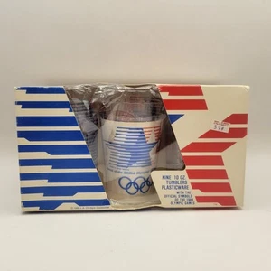 1984 L.A. Olympics Tumblers 9 Plastic 10 oz Tumblers Olympic Symbol & Mascot NIB - Picture 1 of 2