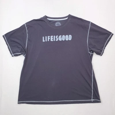 Camisa Life Is Good Mujer 2XL Gris Gráfico Camiseta Eslogan Optimista Algodón Frontal Foto 1 de 4