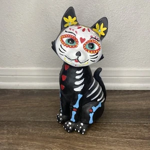 Halloween - Day Of The Dead 8” Black Cat Figurine Resin - Skeleton - FAST SHIP - Picture 1 of 10