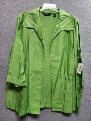 Chaqueta Blazer Preston & York 18W Verde Lima Mezcla Seda Frente Abierto Talla Grande 18W Foto 1 de 4