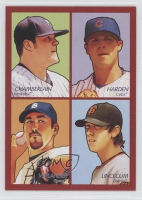 2009 Upper Deck Goudey 4-in-1 Red Joba Chamberlain Rich Harden Justin Verlander - Image 1 of 2