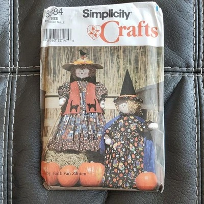 Simplicity 8384 Witch Scarecrow Halloween Large Dolls Craft Sewing Pattern Uncut - Image 1 of 4