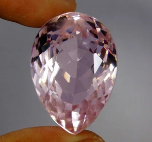 Piedra preciosa suelta impecable corte pera kuncita rosa certificada 80 quilates+ para colgante - Imagen 1 de 4