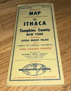 Vintage 1950s MAPCO MAP & Directory of Information ITHACA AND TOMPKINS COUNTY NY - Picture 1 of 13