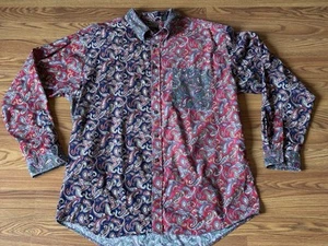 VTG 90’s Men’s Color Block Tango Button Up Long Sleeve Paisley Shirt Size XL - Picture 1 of 12