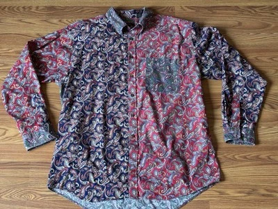 VTG 90’s Men’s Color Block Tango Button Up Long Sleeve Paisley Shirt Size XL - Image 1 of 4