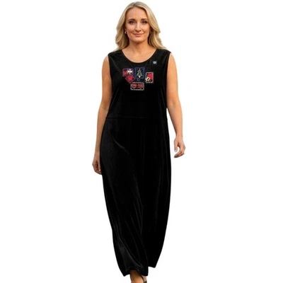 Винтажный Erika черный бархат Рождество макси платье XL без рукавов подарки дерево праздник - Изображение 1 из 4