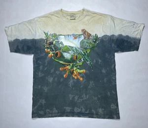 Camiseta AOP Vintage Años 90 Rana Habitat Estampado Completo Años 90 Jaguar Pájaro Verde Naturaleza XL - Imagen 1 de 18