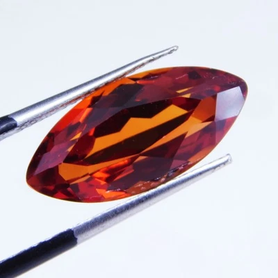 Piedra preciosa suelta certificada corte marquesa zafiro naranja arce natural de 7,50 quilates Foto 1 de 4