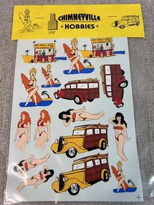 Chimneyville 1:24-1:25 Beach Theme Low Rider Pinup Decals #CND-1707 Neu in Verpackung - Bild 1 von 2