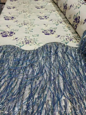 Tela de pestañas peluda metálica brocado púrpura por yarda jacquard flor floral Foto 1 de 4