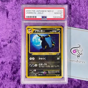 PSA 10 2000 Umbreon Holo Pokemon Card Japanese NEO 2 Discovery 197 Graded GEM - Picture 1 of 5