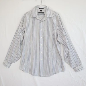Geoffrey Beene Shirt Mens Large 16.5 34/35 Fitted Button Up Striped Long Sleeve - Picture 1 of 5