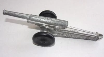 Vintage (1) Diecast Silver Army Cannon Howitzer Hard Rubber Wheels Non Firing - Image 1 of 4