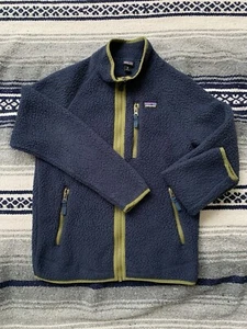 Patagonia Youth Boys Retro Pile Fleece Jacket Blue & Green Size XL - Picture 1 of 5