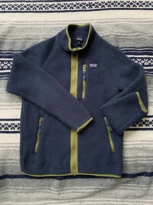 Patagonia Youth Boys Retro Pile Fleece Jacket Blue & Green Size XL  - Image 1 of 4