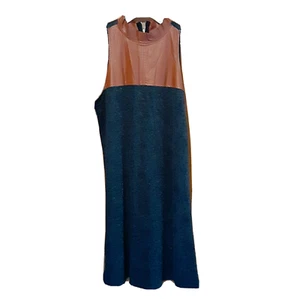 THML Womens Dress Size Xs Gray Brown Leather Bodice Sleeveless Zip Back Acrylic - Bild 1 von 5
