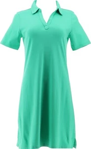 Isaac Mizrahi Essentials Cotton Split Neck Dress Bright Seafoam XS NWOT (871) - Picture 1 of 9