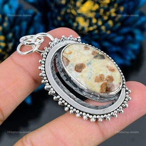 Mothers day Deal 925 Silver Natural Spessartine Garnet In Limestone Boho Pendant - Picture 1 of 11