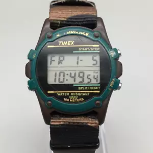 Vtg Timex Expedition Watch Men 40mm Digital Green Nylon Band New Battery 1996 - Picture 1 of 16
