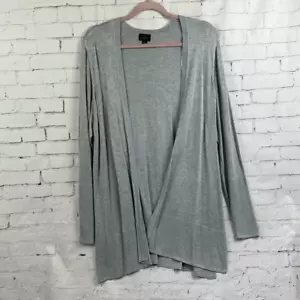 Worthington Sweater Womens L 0X Cardigan Open Longline 100% Rayon Heather Gray - Picture 1 of 12
