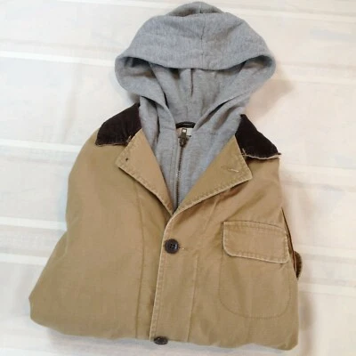 GAP KIDS Sudadera con Capucha Forrada Beige Cremallera y Botón Caqui Chaqueta de Campo Niños Talla XL Foto 1 de 4