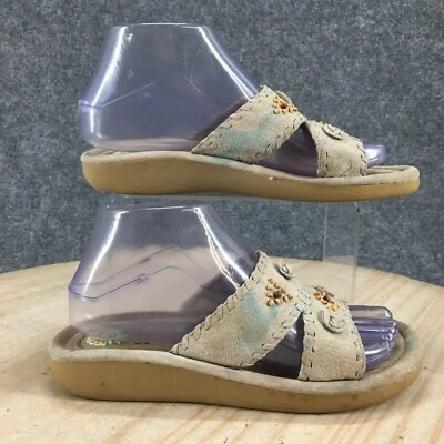 Sandalias Earth Shoe para mujer 7,5 Seminole sin cordones con cuentas planas deslizables gamuza tostada Foto 1 de 4