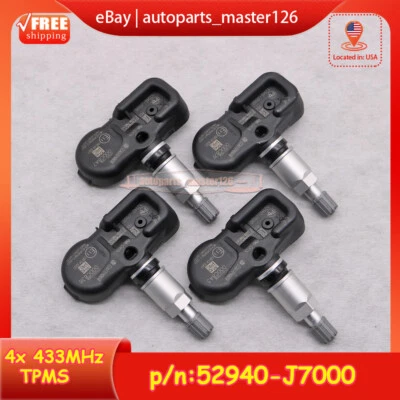 Válvula sensor de presión de neumáticos de 433 MHz para Kia Forte 2019-2023 TPMS 52940-J7000 4 PIEZAS Foto 1 de 4