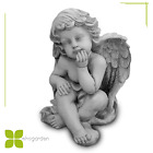 Kleiner Engel Skulptur Steinfigur 925 Steinguss Deko Grabstatue Figur H-23cm