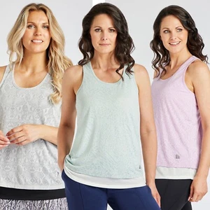 Ex Bonmarche DASH - Sleeveless Burnout Animal Vest with Under Layer Sports Top - Picture 1 of 37