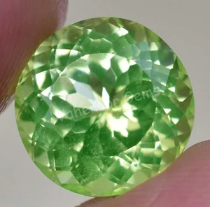 9.85 Ct Natural Green Peridot Round Shape VVS Pak Gemstone AGL Certified - Picture 1 of 6