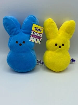 Peeps Dan Dee Bunnies Plush One Blue One Yellow Stuffed Animals Great for Easter - Image 1 of 4